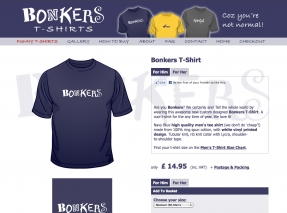 Bonkers website for new business selling Bonkers T-Shirts online
