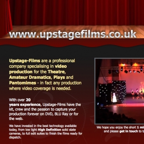 Theatrical website design for Newbury based company Upstage Films