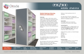 Probe Mobile Shelving website for Oracle Storage Systems