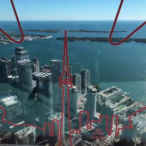 View across Lake Ontario from the CN Tower