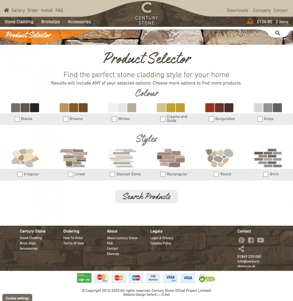 Stone Cladding product selector