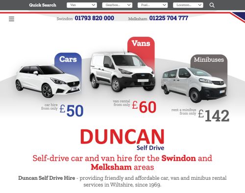 Duncan Self Drive homepage