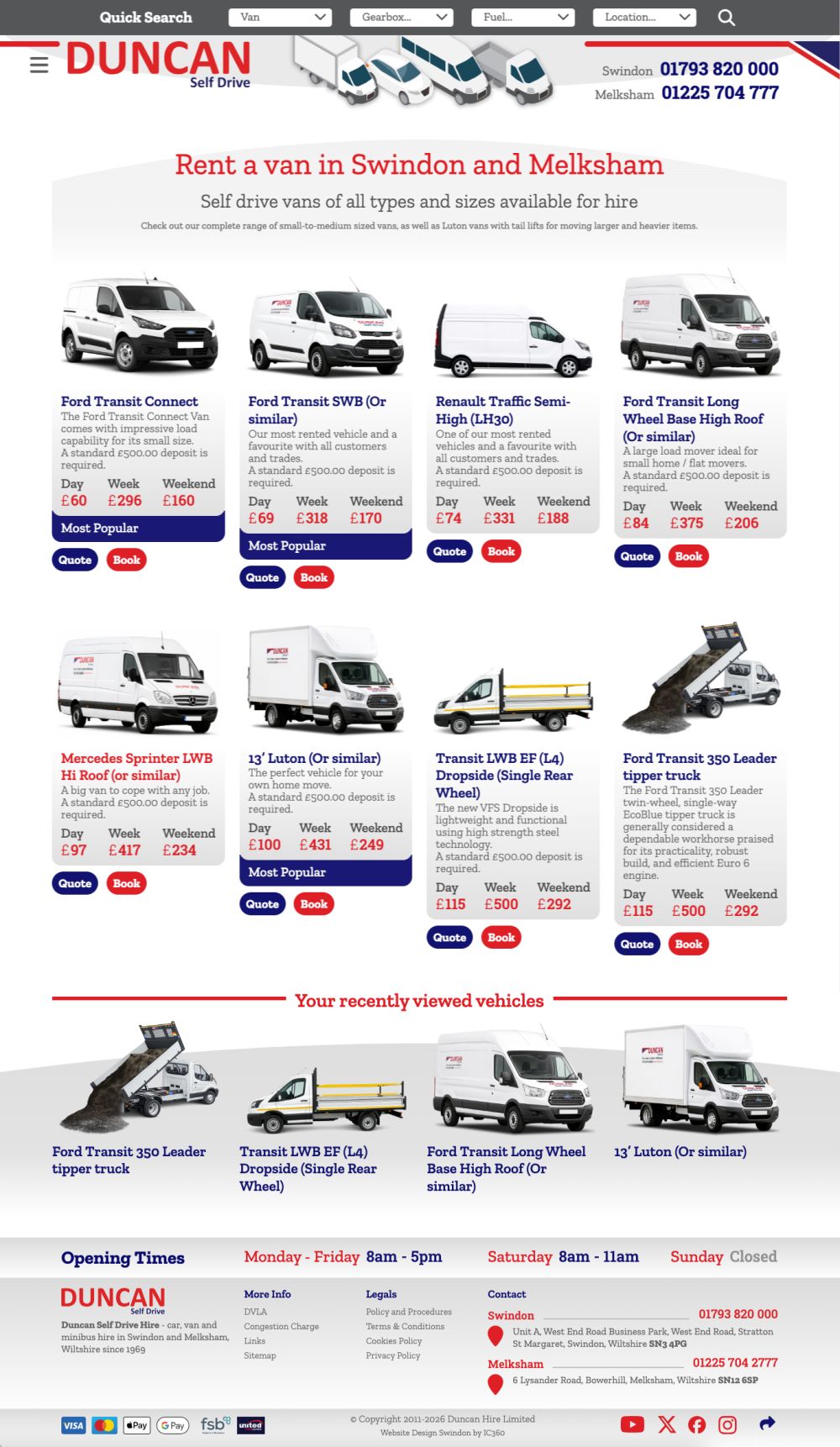 Rental vehicles listing